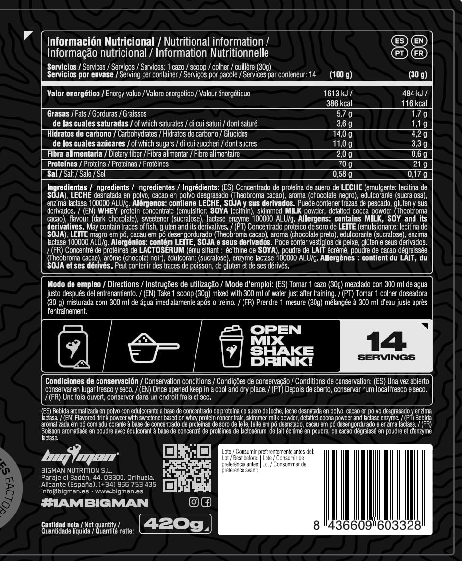 BigMan Ultimate Whey 2kg Cookies | Proteína Concentrada con BCAA y Glutamina