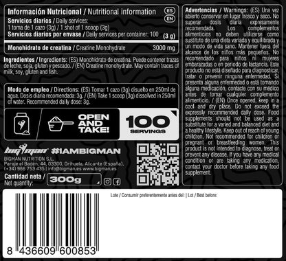 Pack BigMan Creatina Monohidrato 300g Candy Pop + Shaker PRO + Muestras