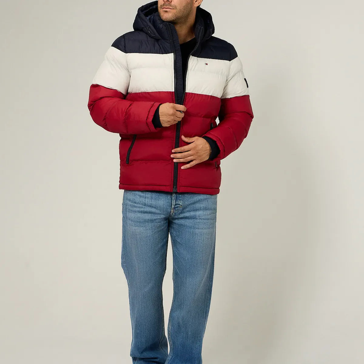 Parka Acolchada Con Gorro Multicolor Tommy Hilfiger