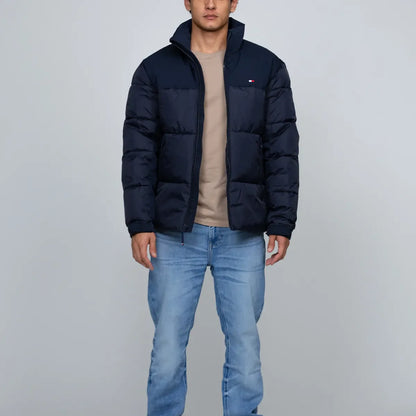 Parka De Cuello Alto Acolchada Con Logo Azul Tommy Hilfiger