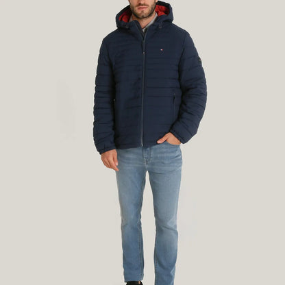 Parka Hoodie Solid Con Cierre Azul Tommy Hilfiger