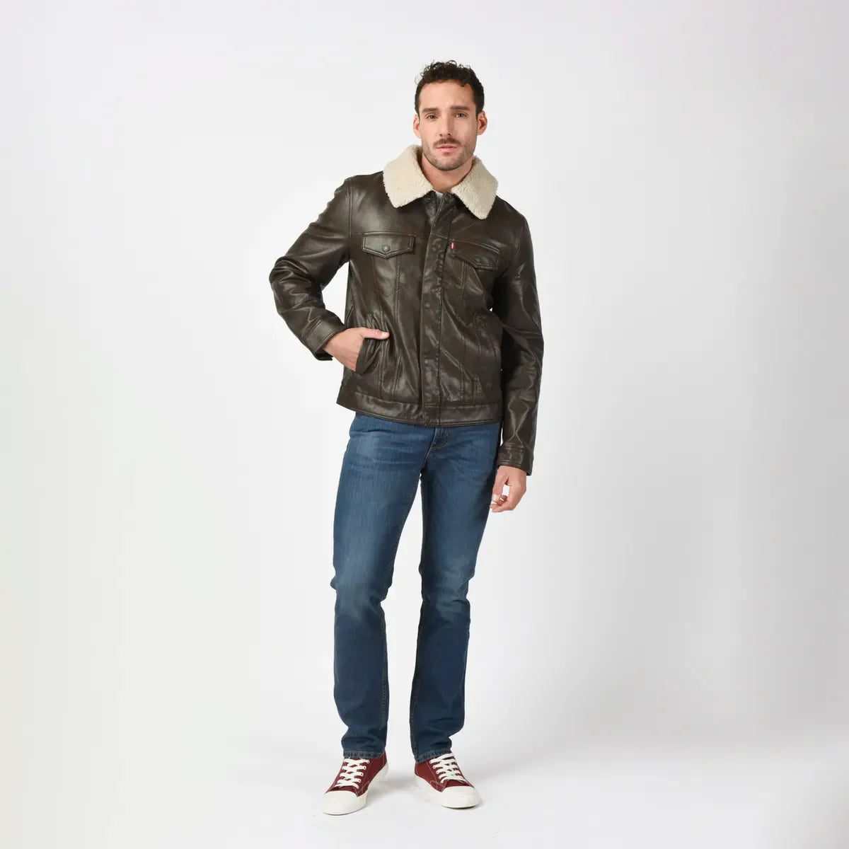 Chaqueta Hombre Sherpa Collar Café Levis