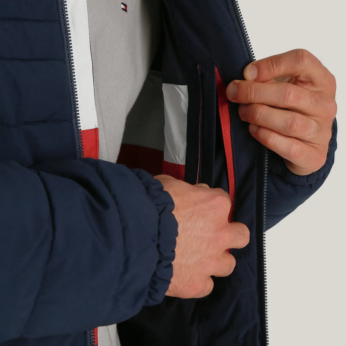 Parka Hoodie Solid Con Cierre Azul Tommy Hilfiger