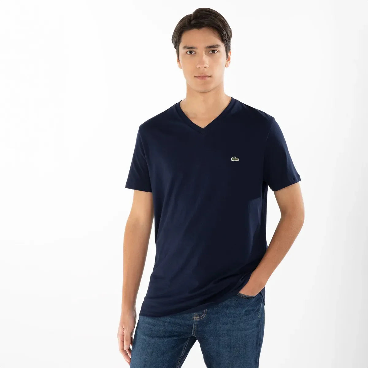 Polera Manga Corta Cuello V Hombre Lacoste
