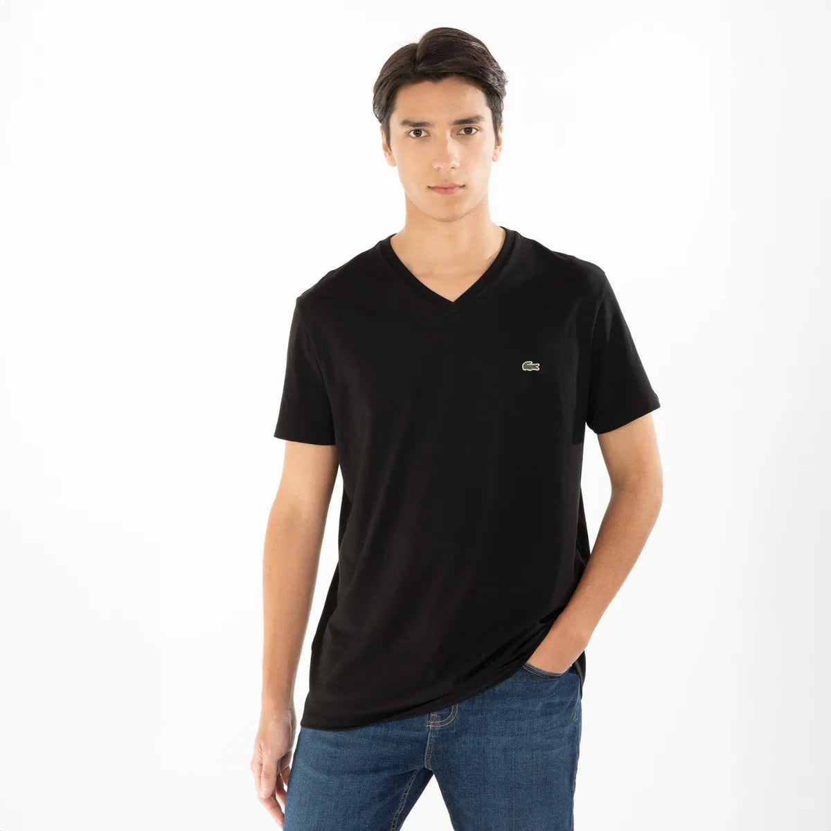 Polera Manga Corta Cuello V Hombre Lacoste